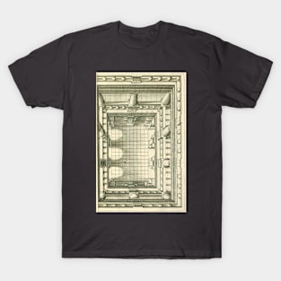 Vintage Architecture, Atrium Courtyard Perspective by Henricus Hondius T-Shirt